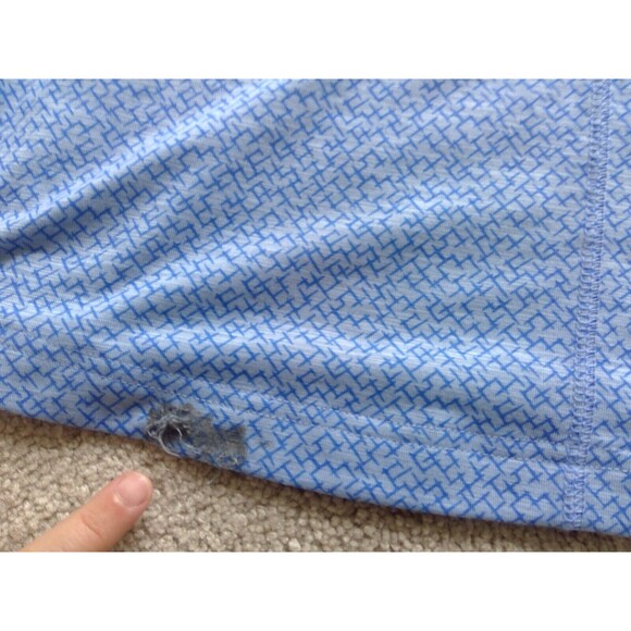 LL Bean Tank Top Womens Large Streamside Tank Split Neck Blue Geometric *Flaw* - Picture 3 of 6